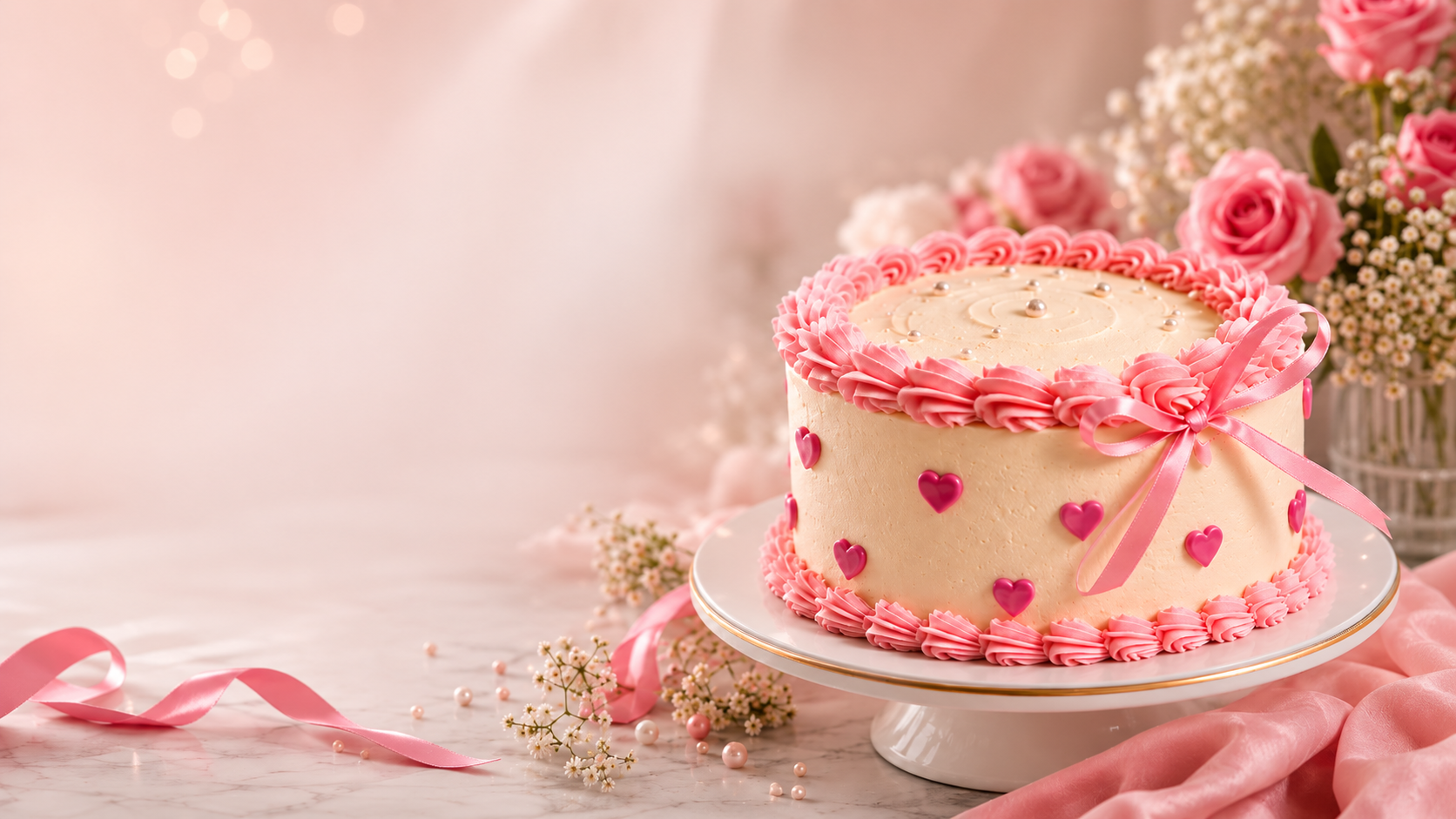 Pink Floral Birthday Cake